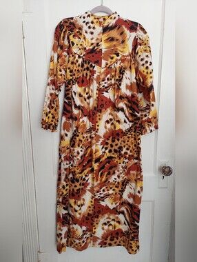 VTG 70/80s Ariel Maxi Muumuu-Style House Dress Womens Small Cotton Blend USA